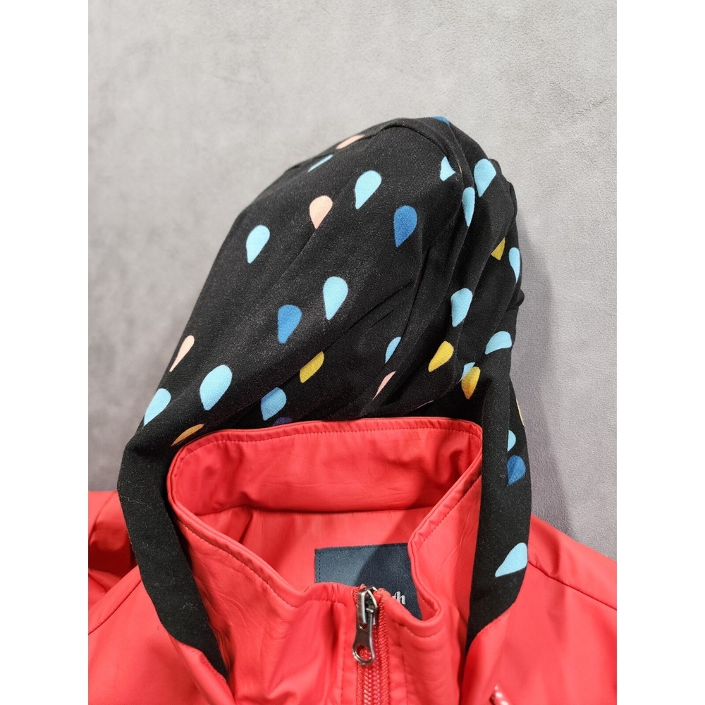ModCloth Rain Jacket Womens XS Red Hooded Raindrop Lining Anorak Coat - Picture 3 of 7